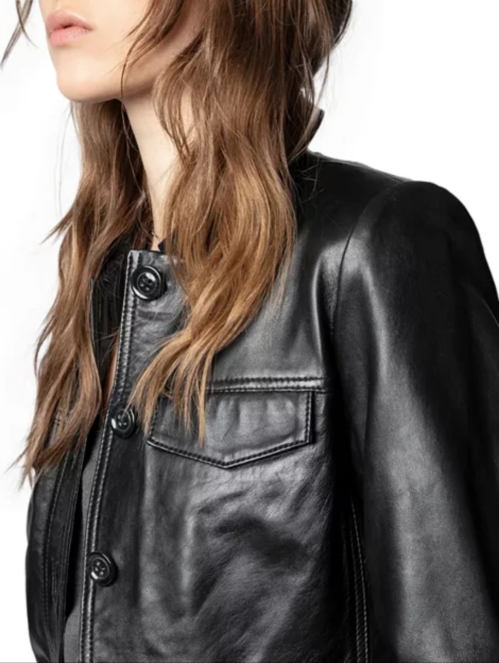 Zadig & Voltaire Liam Lamb Leather Button Up Jacket Nwt Size Small - Picture 6 of 16